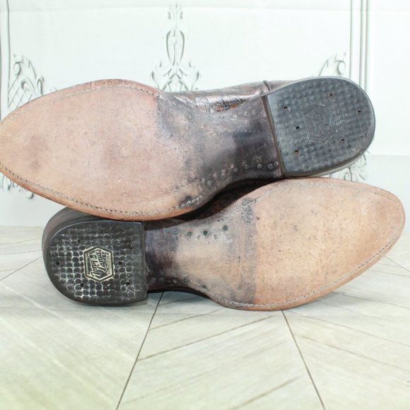 Tony Lama Brown Leather Buckaroo Caribou Cowboy Boots Shoe Size 8 D - Picture 9 of 9